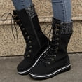 thumbnail image 3 of Mid Calf Lace-up Long Boots Women Flat Heels Round Toe Denim Cowboy Boots With Side Zipper Western Boots Fashion Autumn Winter Shoes, 3 of 7