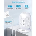 thumbnail image 2 of Multiprise, BESFAN Rallonge de 10 Pieds avec 8 Prises AC et 4 Ports USB, Multiprise avec Protection contre les Surtensions, Économiseur d'Espace pour Maison, Dortoir et Bureau, 2 of 5