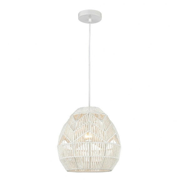 Elk Home 12-Inch Wide Boho Mini Pendant, Transitional, White