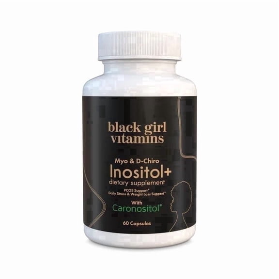 Black Girl Vitamins Inositol Supplement, 2000mg Myo 50mg D-Chiro, Vegan Capsules to Support Hormone Balance, Healthy Ovarian & Menstrual Wellness, 60 Count