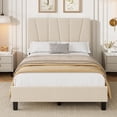 thumbnail image 1 of Yeshouse estructura de cama tipo plataforma tapizada en lino con cabecero ajustable y capitoné geométrico, para colchones de 8" a 14", listones de madera, silenciosa, no requiere somier, 1 of 7