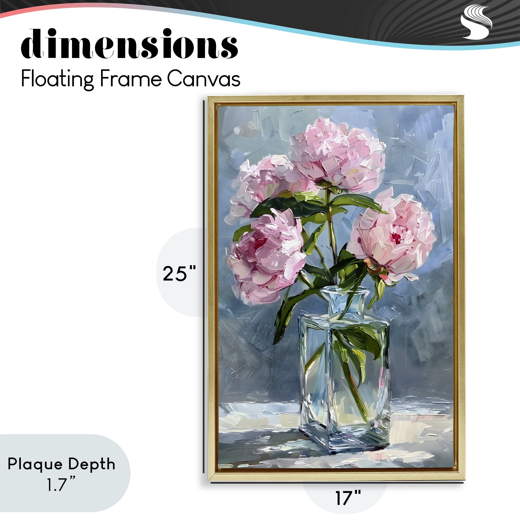 Stupell Industries Beautiful Pink Pastel Peonies Gold Framed Floater Canvas Wall Art, design by Creative Studio