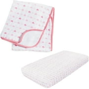 Ideal Baby by the Makers of Aden + Anais Crib Sheet & Muslin Blanket, Kitty Love