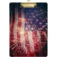 thumbnail image 2 of FMSHPON Fun American Flag Fireworks Patriotic Clipboard Hardboard Wood Nursing Clip Board and Pull for Standard A4 Letter 13x9 inches, 2 of 5