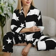 thumbnail image 2 of American Flag Pajama Sets Spring Black and White Fashion Sleep Sleepwear Lady Two Piece Loose Oversize Graphic Nightwear Gift, 2 of 6