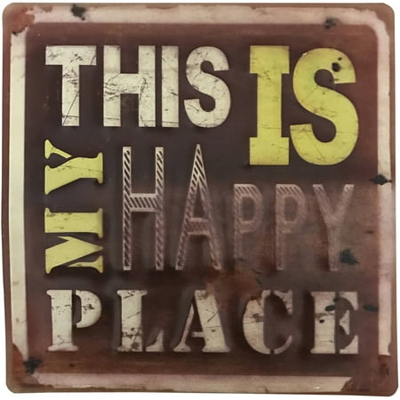 Signs For Home Decor Inspirational Metal Sign, This is My Happy Place. Great for Home, Office, Dorm, Shop, Event Decor. Product Size: 11.75x 11.75 x0.1 ()