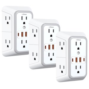 JcBlaon 3-Pack Surge Protector with 6 Outlets
