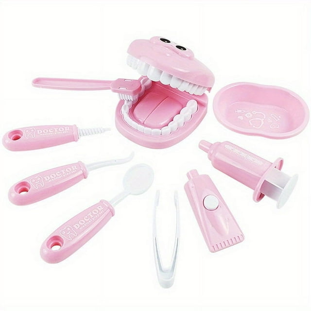HLONK 9pcs Dentist Check Tooth Model Set Youngsters Dentist Kit Pretend Educational Role-Playing Learning Toy Set for Boys Girls