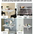 thumbnail image 4 of DORTALA Wall Mounted Folding Desk, White Drop-Leaf Work Table with Thick Board & Solid Wood Support, Space-Saving Hanging Desk for Bathroom, Kitchen, White, 4 of 18