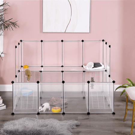 Guinea Pig Playpen with Dense Ramp, Indoor Rabbit Run Hutch Cage, Large Exercise Enclosure with Stairs, DIY Plastic Modular Fence for Hamster, Pet, Small Animals