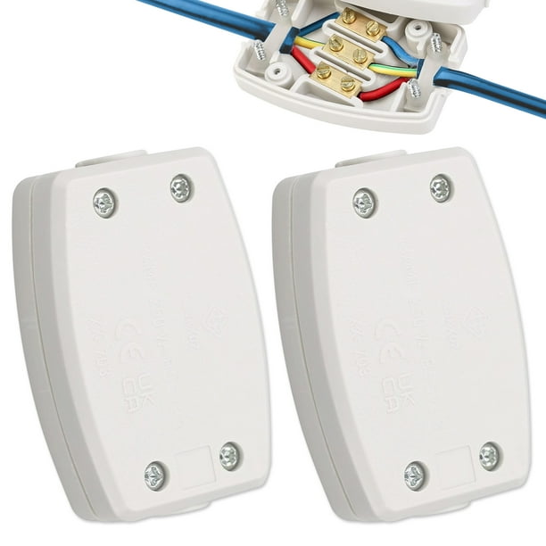 Caja de conexiones eléctricas de 3 terminales, 2 piezas, caja de conexiones de cable eléctrico blanca, conector flexible, 250 V, 13 A, caja de conexiones pequeña para conector exterior, energía