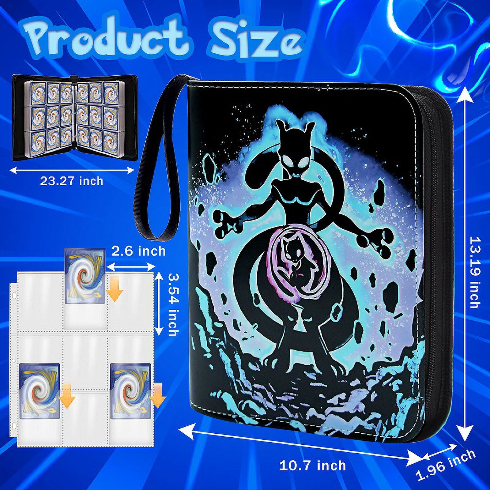 9 Pocket Trading Card Binder, Premium Zip Collector Card Album, Double Sided Pocket Fits 900 cards, Card Folder for MTG, TCG, Sports Cards