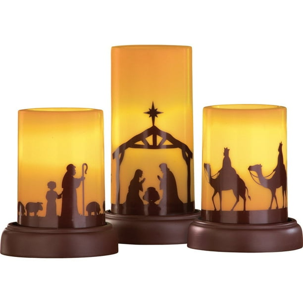 Set de 3 velas LED sin llama para belén navideño
