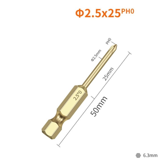 Clupup 1pc 50mm Long Cross Screwdriver Bit PH00 PH0 PH1 PH2 Magnetic Screwdriver Bits Cross Head 1/4inch Hex Shank Screw Driver Bit