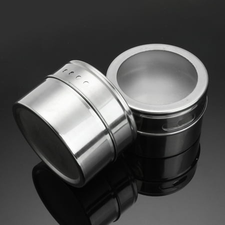12Pcs/Set Stainless Steel Spice Tin Storage Container Jar ...