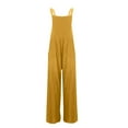 thumbnail image 5 of RPVATI Linen Wide Leg Jumpsuits for Women Casual Adjustable Strap Baggy Overalls Loose Fit Sleeveless Palazzo Pants Rompers Yellow XXL, 5 of 5