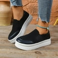thumbnail image 5 of SYMOID Womens Black Slip on Platform Sneakers - Comfortable Durable Pu Casual Shoes with Non-Slip Sole for Daily Outings, Shopping & Campus Wear,Size 37, 5 of 9