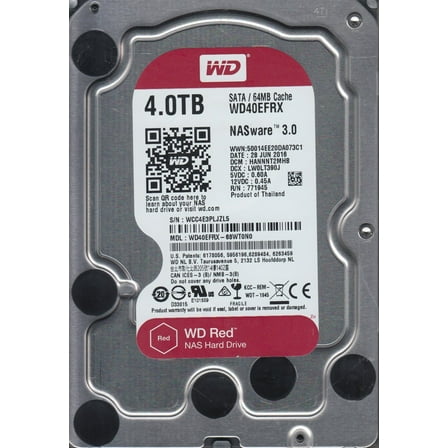 WD40EFRX-68WT0N0, DCM HANNNT2MAB, Western Digital 4TB SATA 3.5 Hard Drive