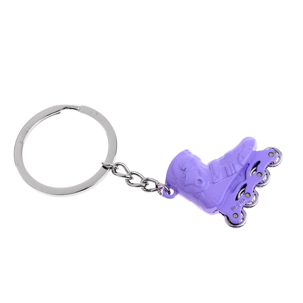 Blue & Black Roller Skate Pendant Decor Keychain Key Ring Key Hook Buckle 