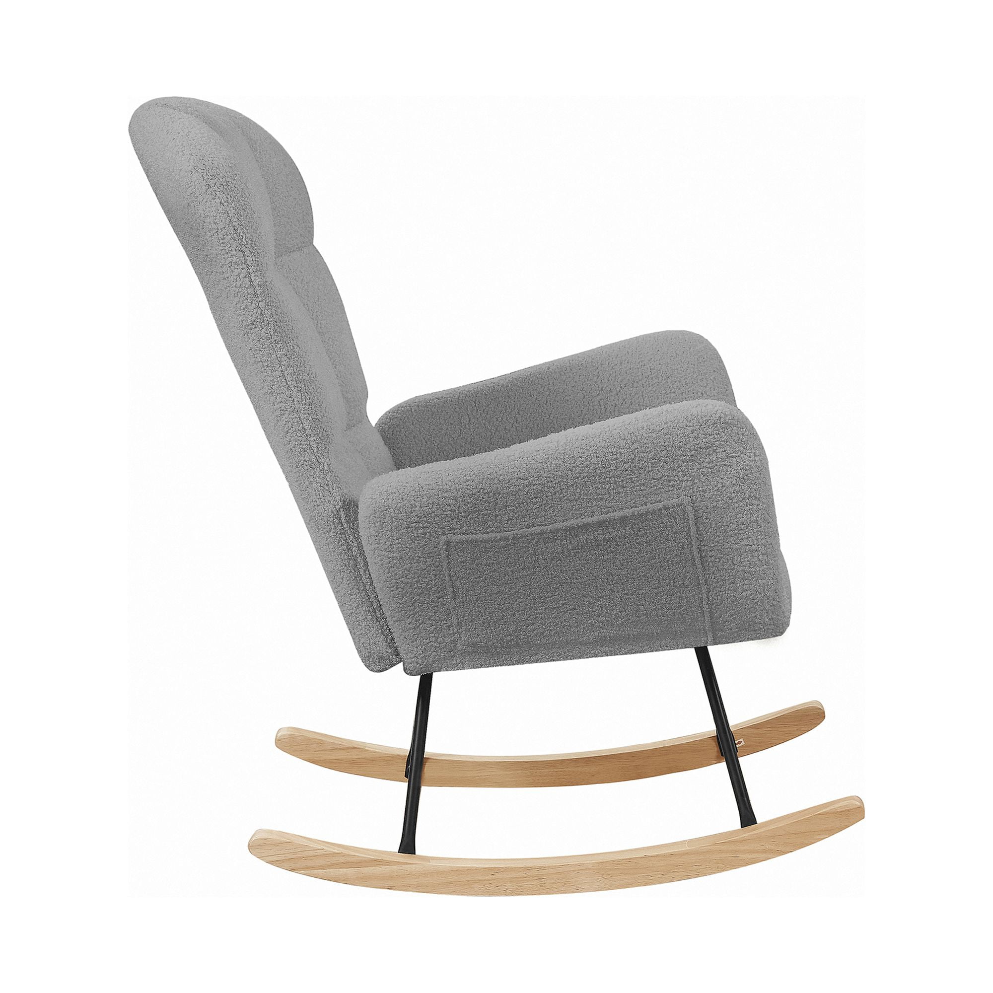 YYAo Teddy Upholstered Rocking Chair, Accent Chair with High Backrest Armchair Comfy Side Chair for Living Room Bedroom Offices, Gray YYAo Teddy Upholstered Rocking Chair, Accent Chair with High Backrest Armchair Comfy Side Chair for Living Room Bedroom Offices, Gray