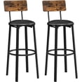thumbnail image 1 of Taburetes de Bar, Juego de 2 Taburetes de Barra, Tapizados de PU, Altura de 75,5 cm, Reposapiés, Montaje Simple, Industrial, para Cocina, Comedor, Marrón Rústico y Negro Clásico, 1 of 8