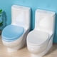 thumbnail image 5 of Asiento de inodoro blanco en forma de O/U, tapa de cierre suave cubierta de asiento de inodoro fija baño, 5 of 11