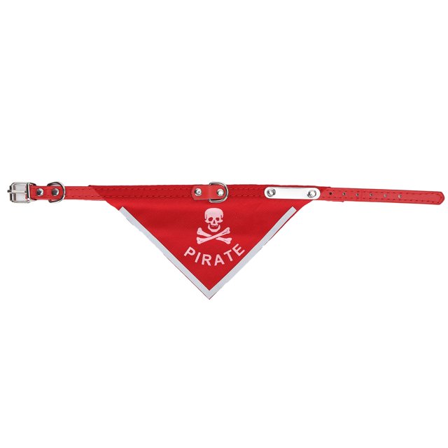 Accesorio de moda de cuello de PU ajustable para mascotas, collar de perro con bufanda y estampado de calavera roja XS