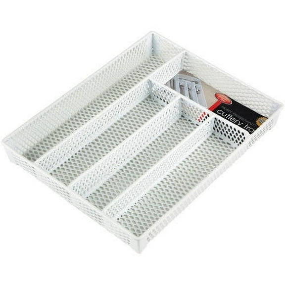 Kitchen Details Small Cutlery Tray in White, 13" x 10.25" x 1.75"
