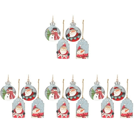 

NUOLUX 16 pcs Snowman Santa Clause Wood Hanging Cutouts Christmas Wood Pendants Xmas Tree Decors