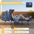 thumbnail image 4 of Foldable Guest Bed with Mattress, Outdoor Camping Cot with 4-Position Adjustable Reclining Nap Chair for Home Office, Supports 250LBs, Blue, 4 of 6