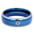 thumbnail image 3 of Star Of David 6mm Blue Plated Tungsten Carbide Ring Wedding Band, 3 of 4