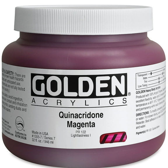 Golden Heavy Body Artist Acrylics - Quinacridone Magenta, 32 oz Jar