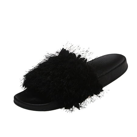 

Qufokar Women S Flip Flops Size 10 Womens Slippers Indoor Outdoor Fashion Summer Women Slippers Flat Comfort Solid Color Plush Casual Beach
