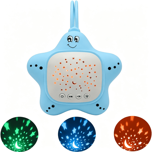 GJX Portable White Noise Machine for Travel|Rechargeable Baby Sleep Aid with Soothing Star Projector & Calming Sound Music,Ideal for Nursery,Car,Crib On-The-Go