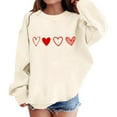 thumbnail image 2 of Comdrip Chandails de la Saint-Valentin pour Filles Chandails à Imprimé Graphique Cœur Manches Longues Chandail Col Rond Hauts Chandails Mignons pour Filles 10-12 Beige 110, 2 of 6