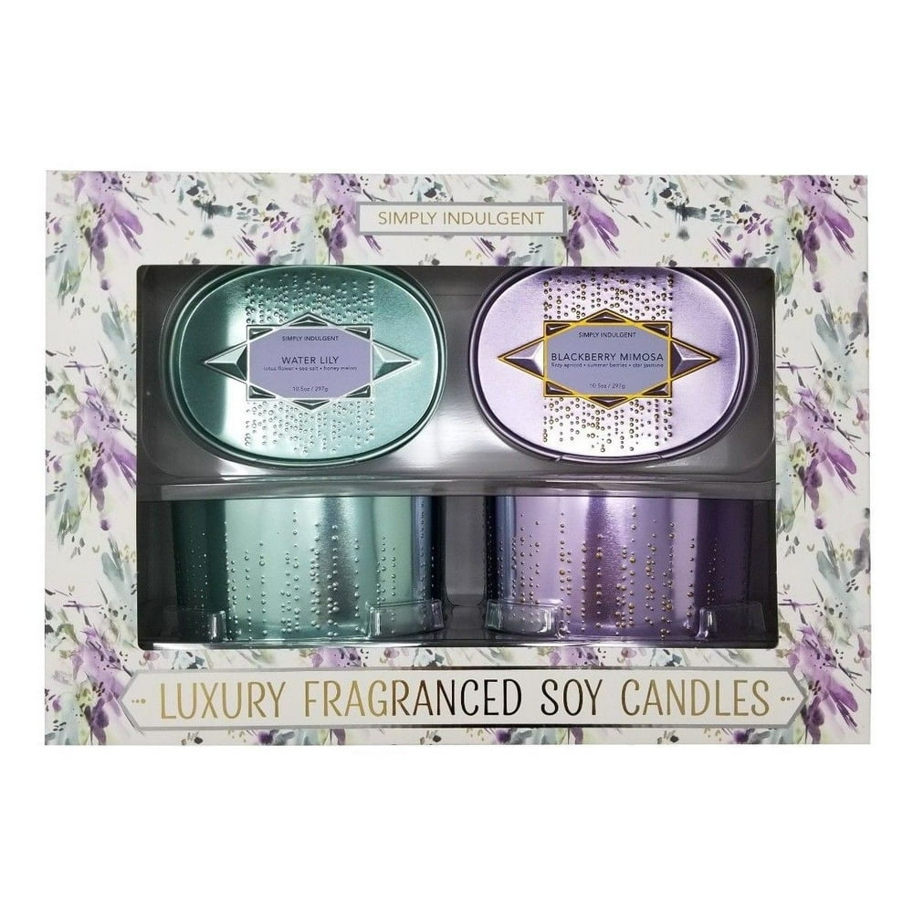 Simply Indulgent Luxury Fragranced Soy Candles 10.5 OZ Each 2 Pack