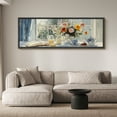 thumbnail image 2 of Large Framed Canvas Print Sunlit Breakfast Table with Flowers - Cozy Still LifeWall Art Decorative Ready to Hang Painting for Living room Bedroom 60x20 inches Black Frame, 2 of 9