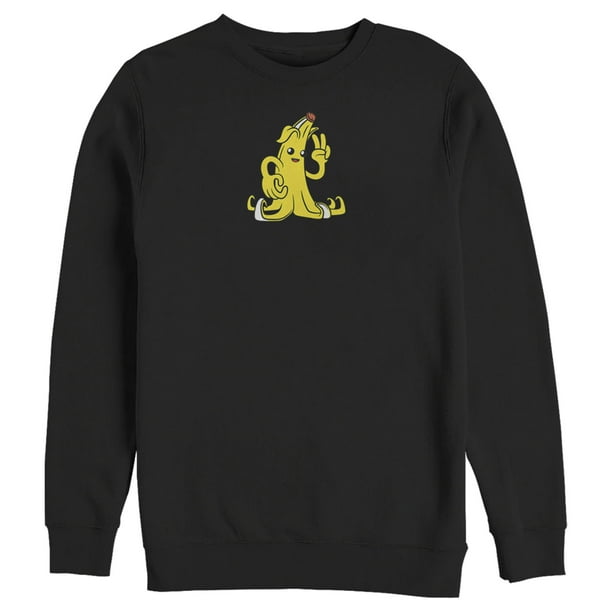 Men S Fortnite Peely Peace Sign Sweatshirt Black Large Walmart Com