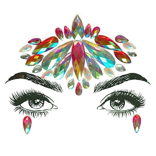 Tatuajes temporales para hombres, mujeres y adultos, con diamantes de imitación acrílicos, cristales y lentejuelas.