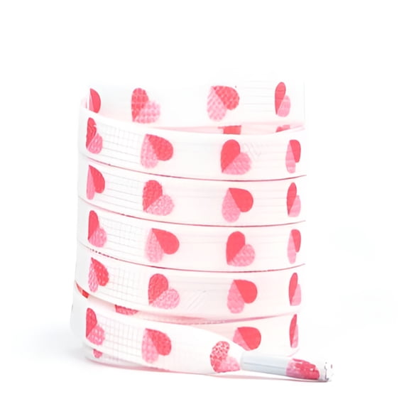 DESIGNICE 1 Pair Heart Decorated Shoelaces Flat Polyester Laces Trendy Love Design Shoestrings Unisex Shoelaces for Sneakers Boots Casual Shoes