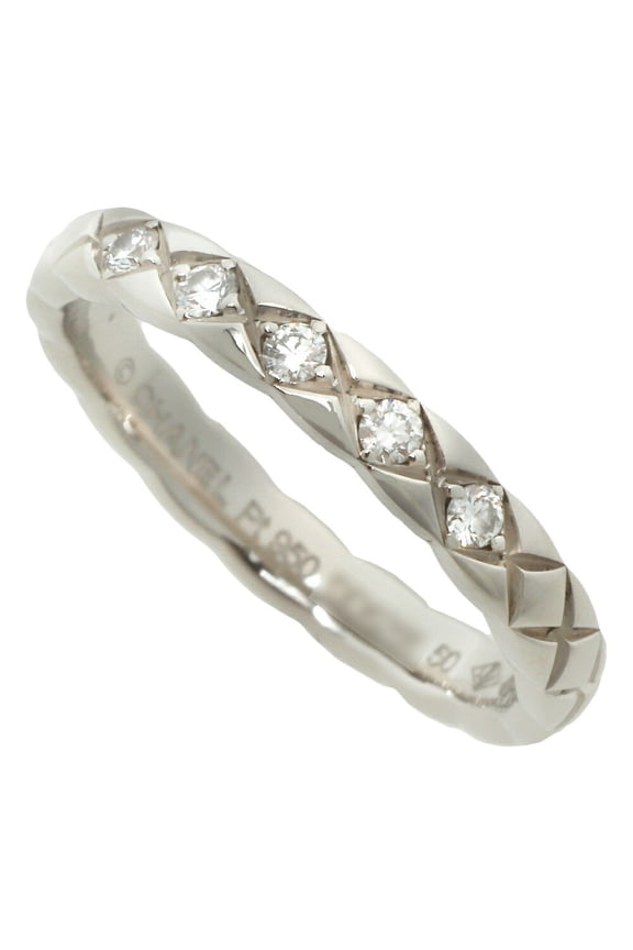 Pre-Owned CHANEL 3.9g Coco Crush Ring J11355 Platinum Pt950 with 5 Diamonds,... (Good)