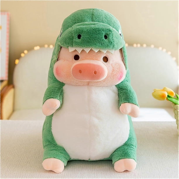 (Green, 12.9 in)Pig Plush Stuffed Toy Pig Dressed as Shark Dinosaur Cute Plush Pillow for Boys Girls