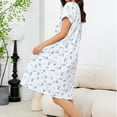 thumbnail image 6 of Lutiedan Cotton Nightgowns for Women Short Sleeve Midi Sleepshirts V Neck Floral Loungewear Nightshirt with Pockets,White,M, 6 of 7