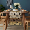thumbnail image 2 of Cute Dog Claws Table Runner - 60 Inch Long, Kitchen Dining Table Runner Dresser Scarves, Farmhouse Brown Wooden Grain Puppy Pawprints Farmhouse Decor for Coffee Tables Wedding Party Banquet, 2 of 8
