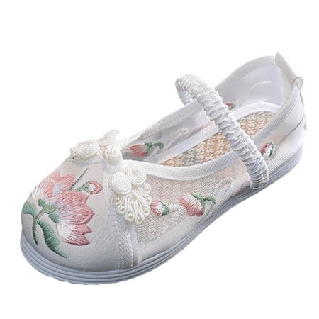 

Quealent Little Kid Girls Sandal Beach Shoes for Kids Girls Girls Flat Bottomed Embroidered Sandals Fashionable Children Sandal Size 13 White 12