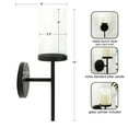 thumbnail image 3 of Kate and Laurel Blaise Transitional Metal Wall Sconce, 5 x 6 x 14, Black, Modern Round Candle Holder with Removable Glass Cylinder for Flameless Candles, 3 of 9