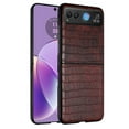 thumbnail image 4 of For Motorola Razr 2024 Premium Slim Thin PU Vegan Leather Rugged Flip Snap On Hybrid Shockproof TPU Shell Durable Cover ,Xpm Phone Case [ Brwn ], 4 of 12