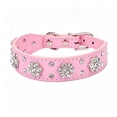 thumbnail image 5 of Pink Rhinestone Flower Dog Collar, Sparkly PU Leather Pet Necklace with Adjustable Buckle, for Small & Medium Dogs and Cats(Pink,M), 5 of 5