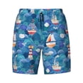 thumbnail image 4 of Lsque Mens Swim Trunks Watercolor Ships Pattern - Bathing Suit Compression Liner - Beach Swim Shorts Swimwear - (S-3XL) - Stretch Quick Dry -Small, 4 of 9
