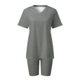 thumbnail image 5 of Riforla Womens Two Piece Outfits Short Sleeve Tops Short Pants Running Yoga Sport Sets 2 Piece Sets Women Outfit Grey S, 5 of 7